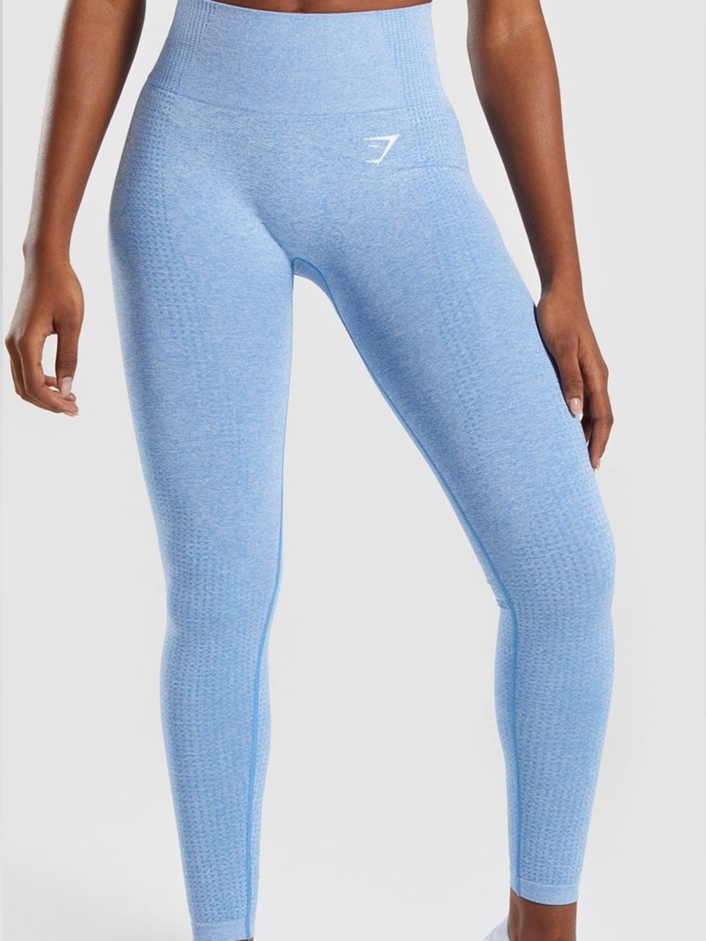 Gymshark Blue Marl Seamless Leggings High Waisted Contour Workout Size Small